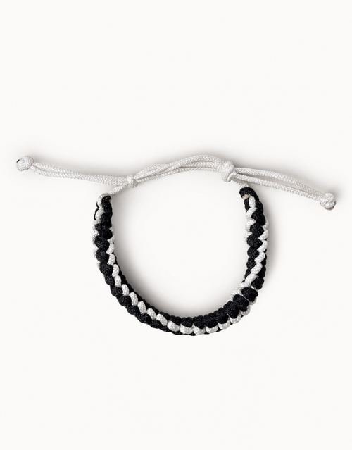 Shatranj black and white macrame bracelet by Giraa