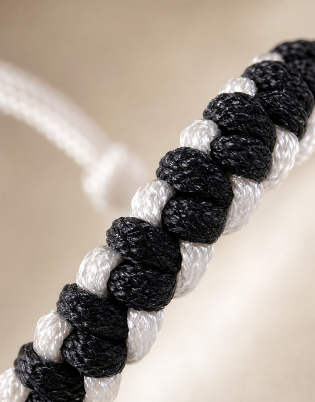 Shatranj black and white macrame bracelet