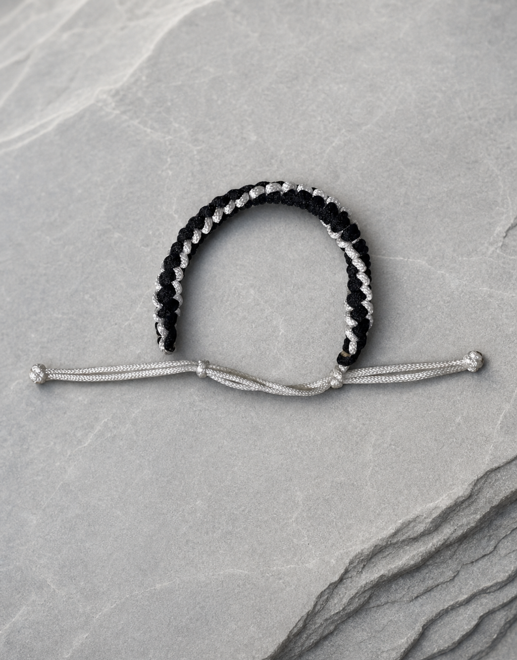Shatranj black and white macrame bracelet