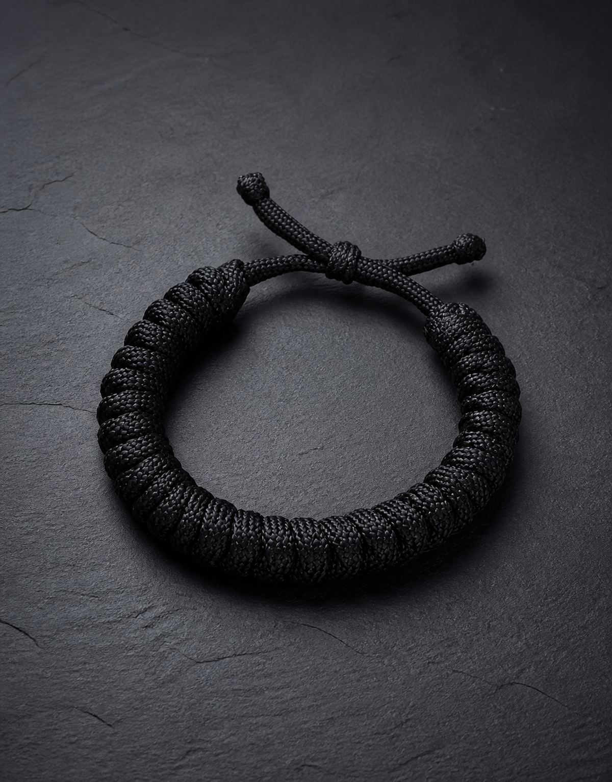 Su'ban black paracord bracelet luxury flat lay